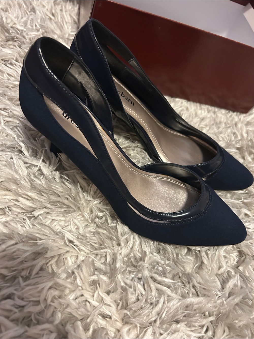 dressbarn Navy Pointed Toe Mid Heels